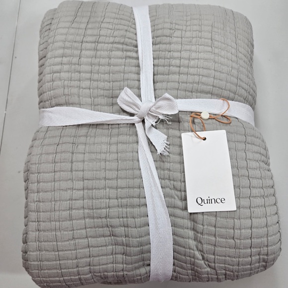 NWT QUINCE Organic Ribbed Cotton Coverlet Full/Queen Light Grey 1962 - Picture 6 of 8